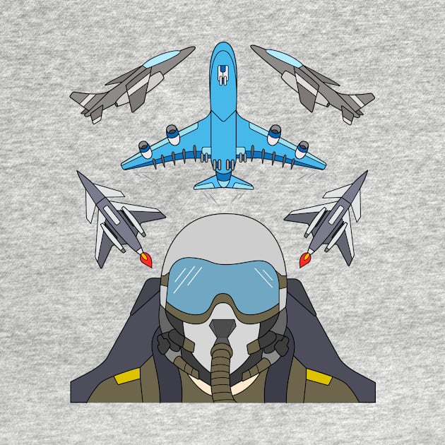 Cool Fighter Pilot Design with Jets and Airplane by samshirts